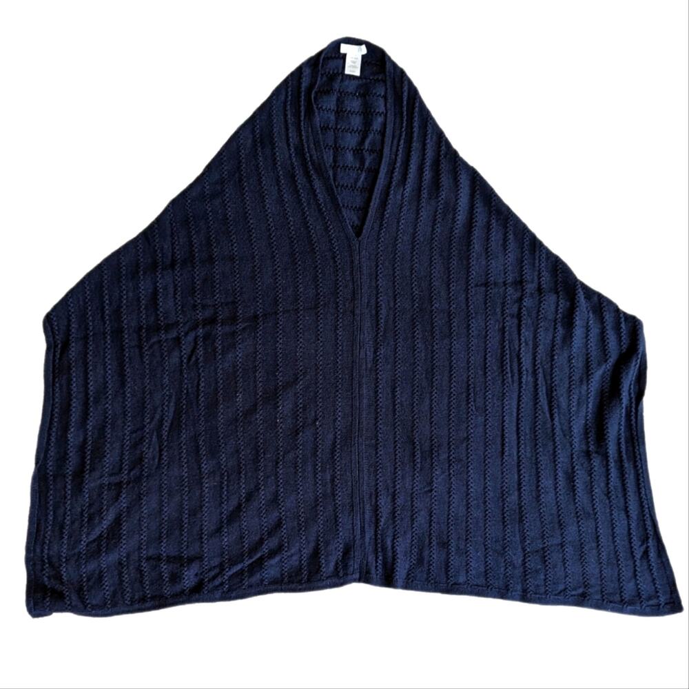 J Jill Silk Blend Ribbed Open Back Pull Over Boho Fall Drapey Poncho